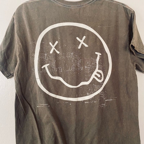 Nirvana Moss Green Graphic T Shirt 100% Cotton Unisex Short Sleeves Size Medium - Picture 3 of 7